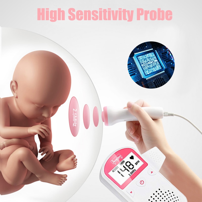 Fetal Doppler 2.5M Prenatal Baby Heart Rate Detector Household Sonar Doppler Stethoscope Pregnant Women Doppler Fetal Monitor